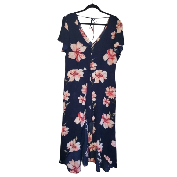 XXL MAURICES V-Neck Floral Shorts Romper Walk-Through Maxi Dtess - Picture 3 of 6